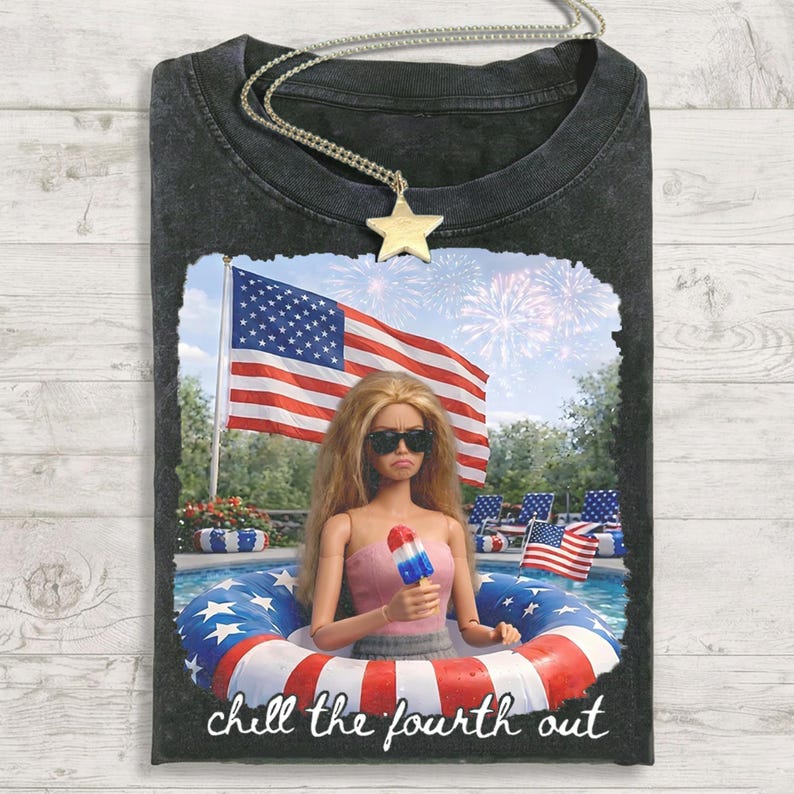 Retro Doll 4th of July Graphic T-Shirt