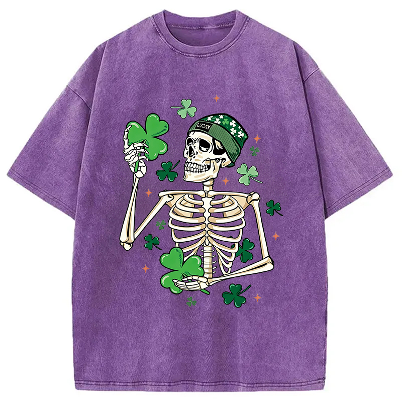 St. Patrick's Skeleton Washed T-Shirt - Vintage Washed Apparel by VanceMade