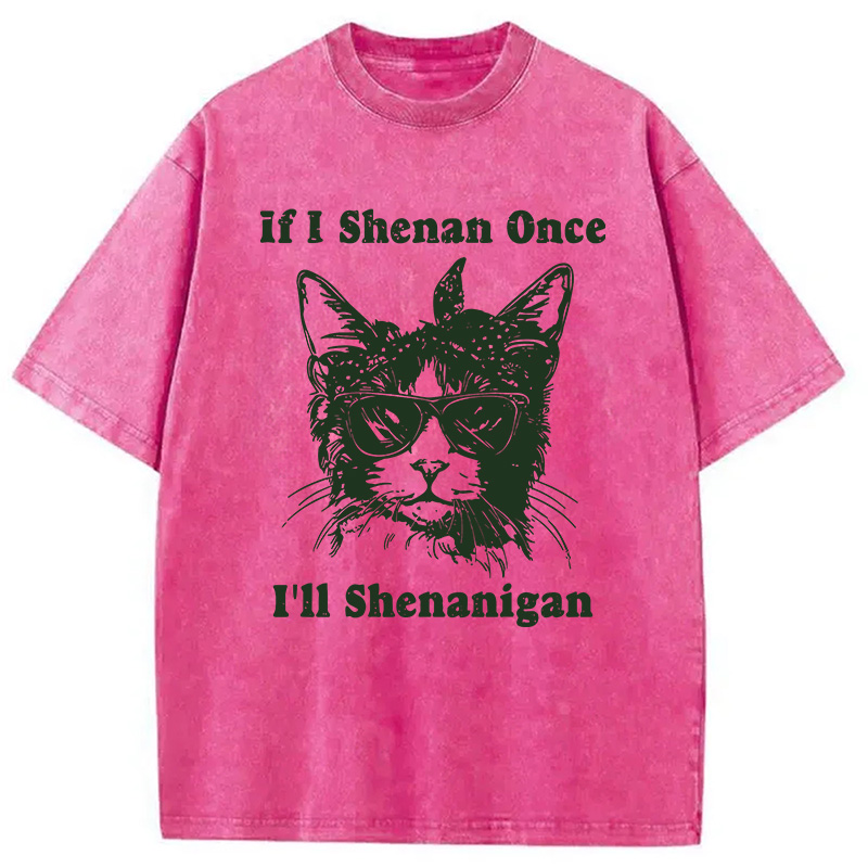 St. Patrick's Day Elegant Cat Washed T-Shirt - Vintage Washed Apparel by VanceMade