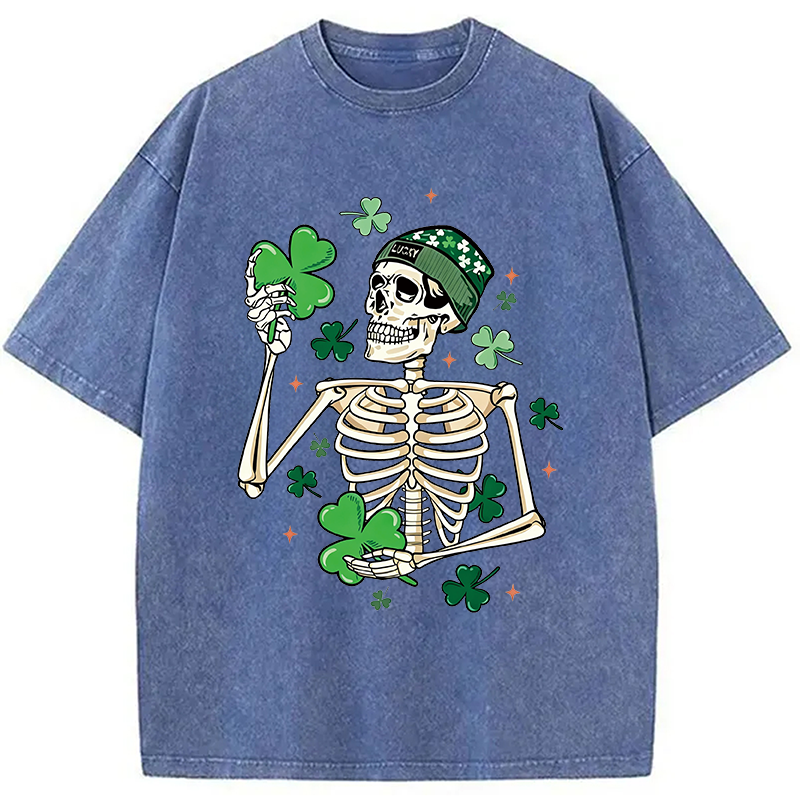 St. Patrick's Skeleton Washed T-Shirt - Vintage Washed Apparel by VanceMade