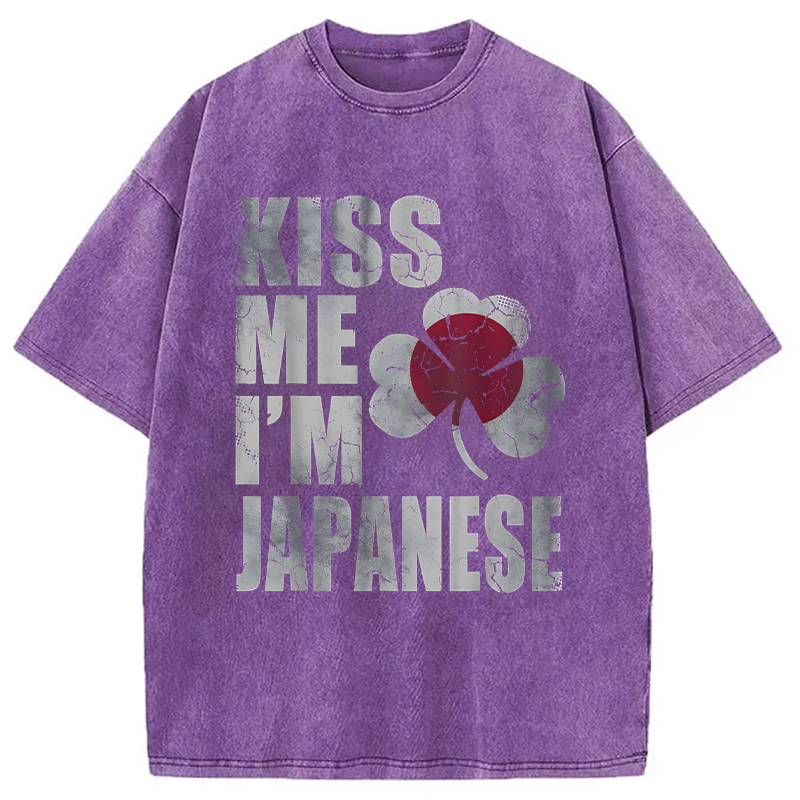 Kiss Me I'm Japanese Washed T-Shirt - Vintage Washed Apparel by VanceMade