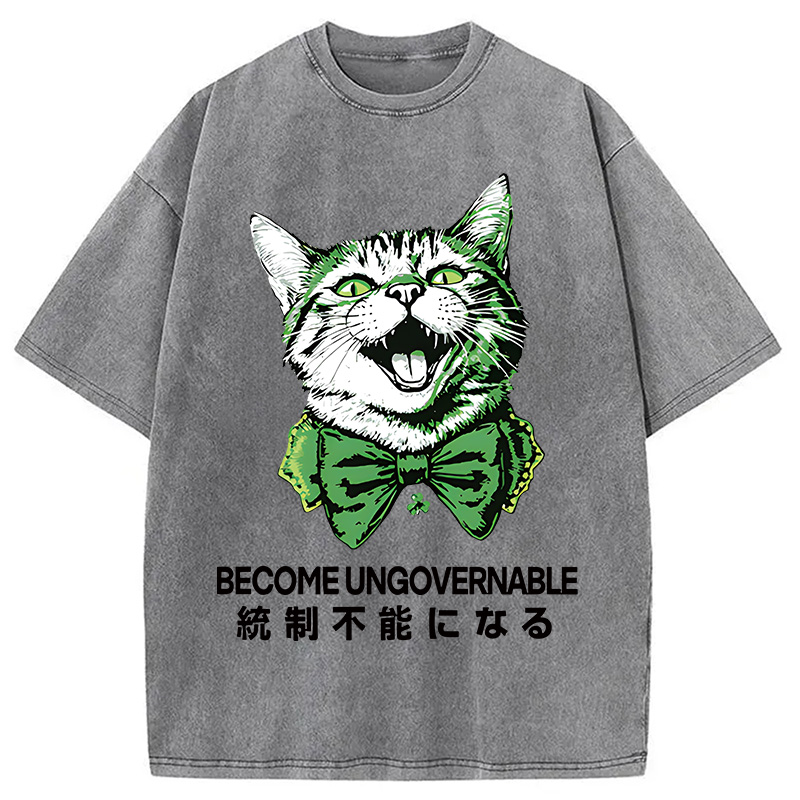 St. Patrick's Day Prank Cat Washed T-Shirt - Vintage Washed Apparel by VanceMade