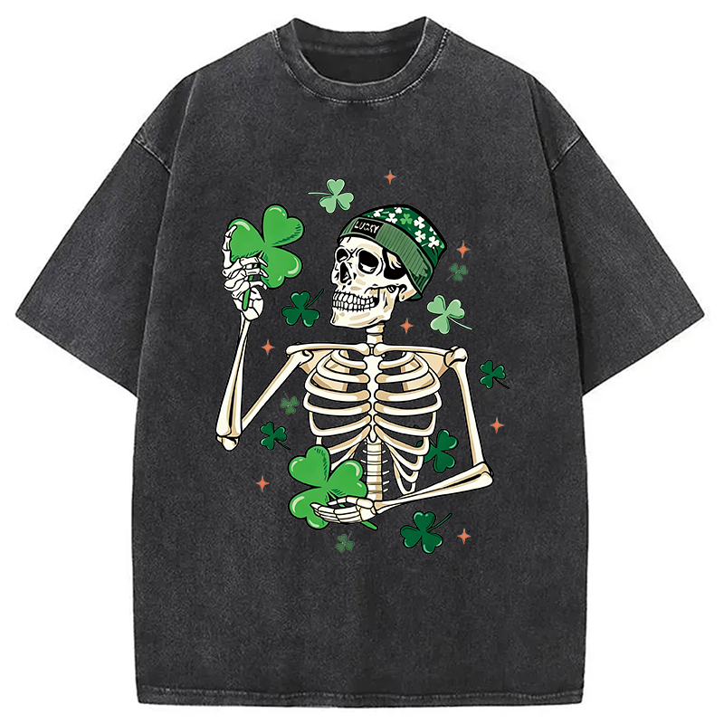 St. Patrick's Skeleton Washed T-Shirt - Vintage Washed Apparel by VanceMade