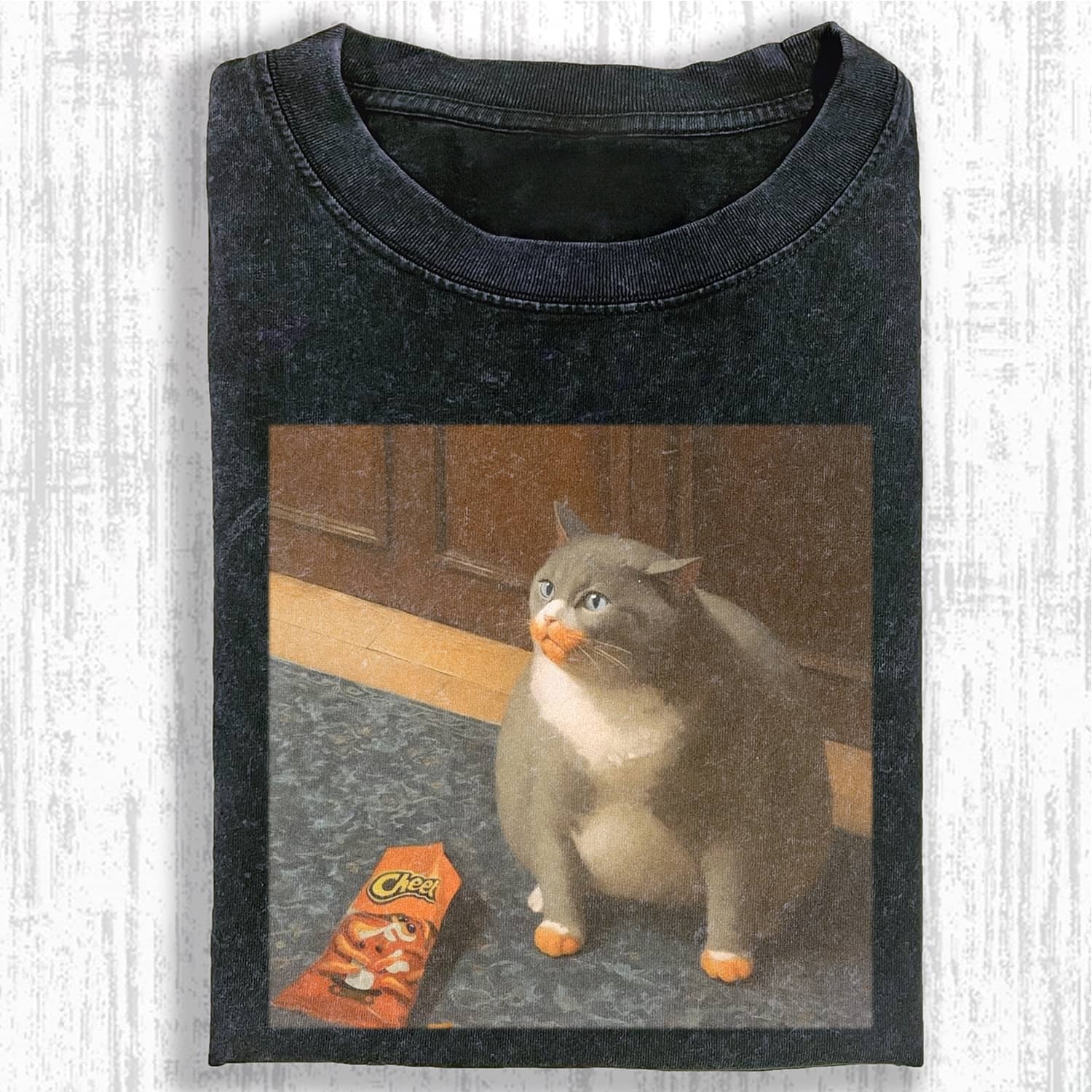 Wacky Chubby Cat with Cheetos Snack T-shirt