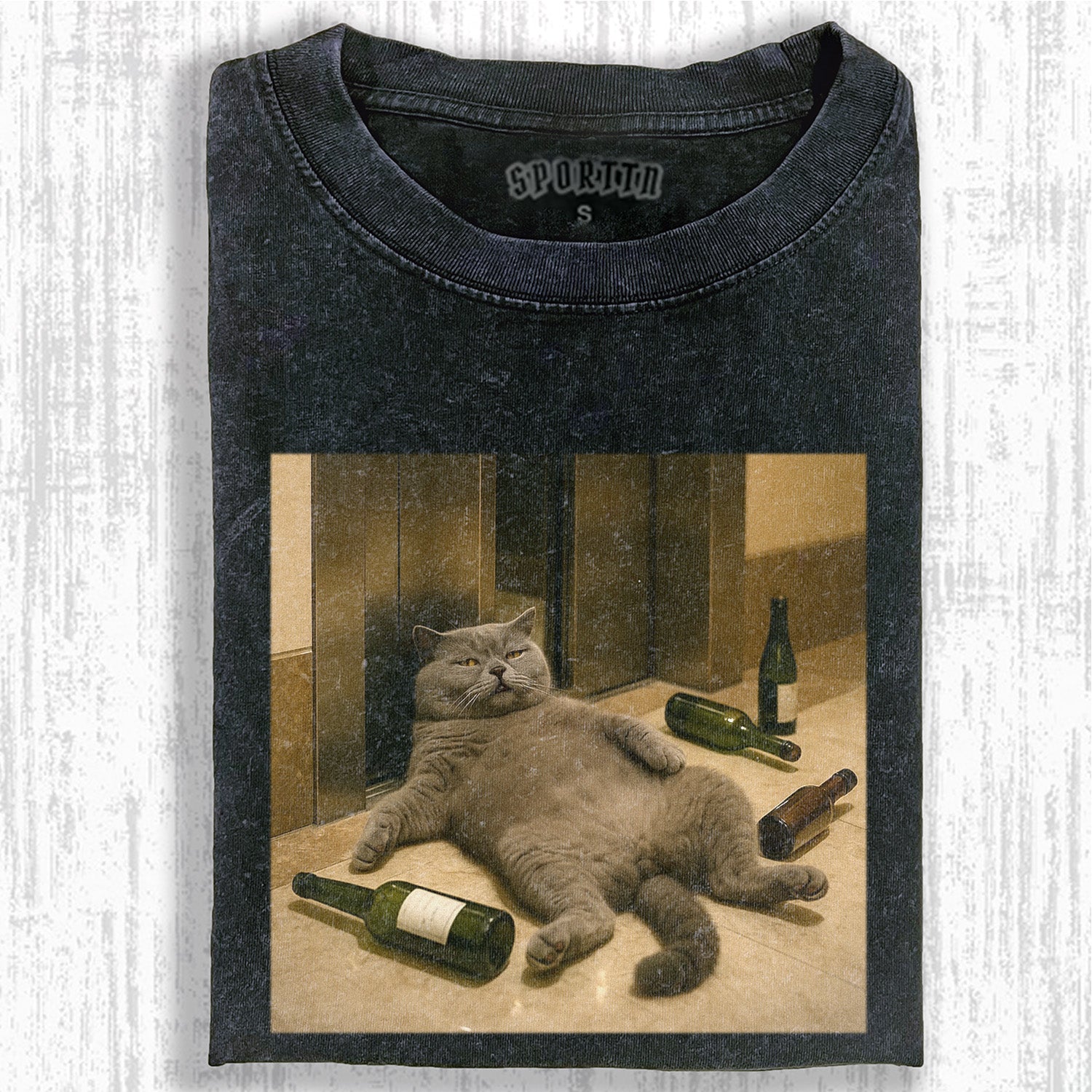 WACKY HANGOVER CAT T-SHIRT - Vintage Washed Apparel by VanceMade