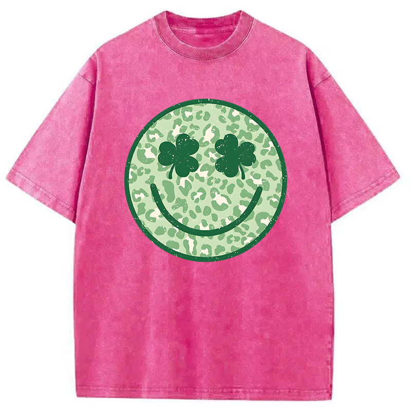 Shamrock Smile St Patrick's Day Washed T-Shirt - Vintage Washed Apparel by VanceMade