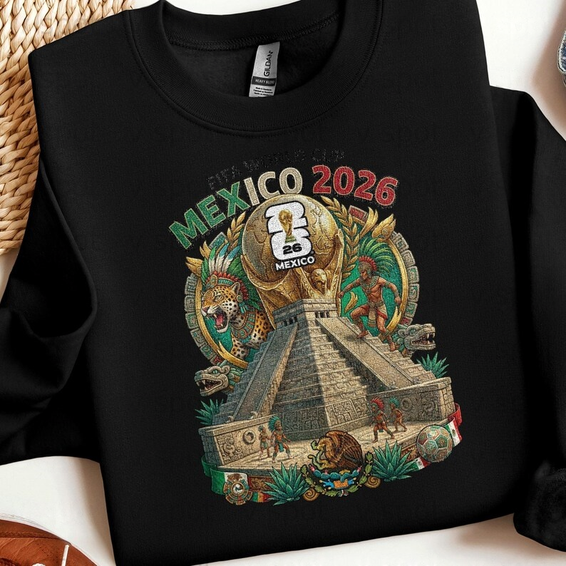 MEXICO 2026 WORLD CUP MAYAN PYRAMID SWEATSHIRT - Vintage Washed Apparel by VanceMade