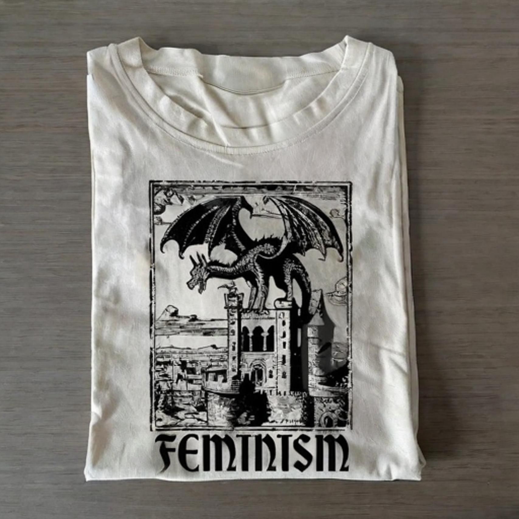 Vintage 90s Feminism Dragon T-shirt - Vintage Washed Apparel by VanceMade