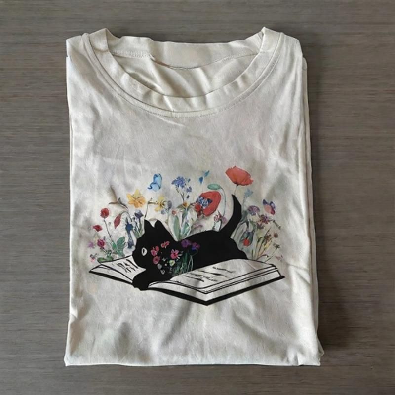 Floral Cat T-Shirt - Vintage Washed Apparel by VanceMade