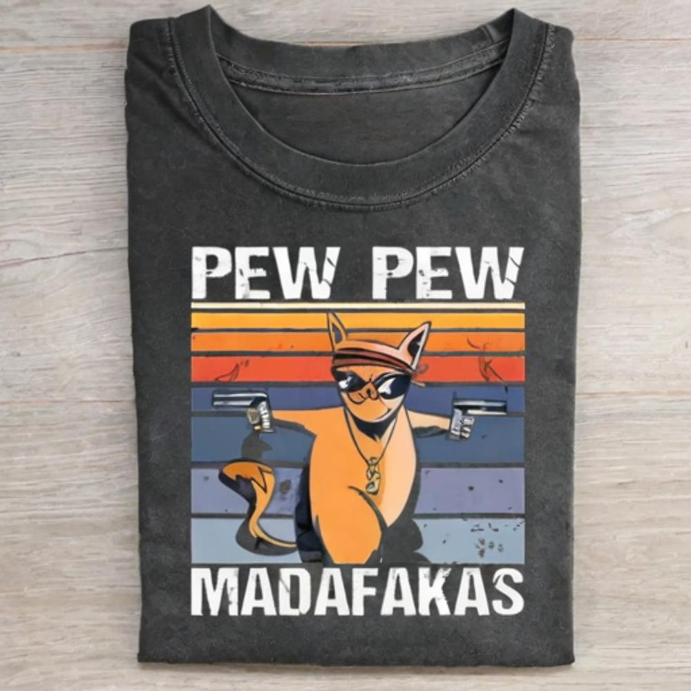 Madafakas Funny Cat T-Shirt - Vintage Washed Apparel by VanceMade