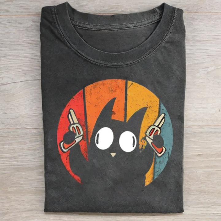 Cat Pew Pew Funny T-shirt - Vintage Washed Apparel by VanceMade