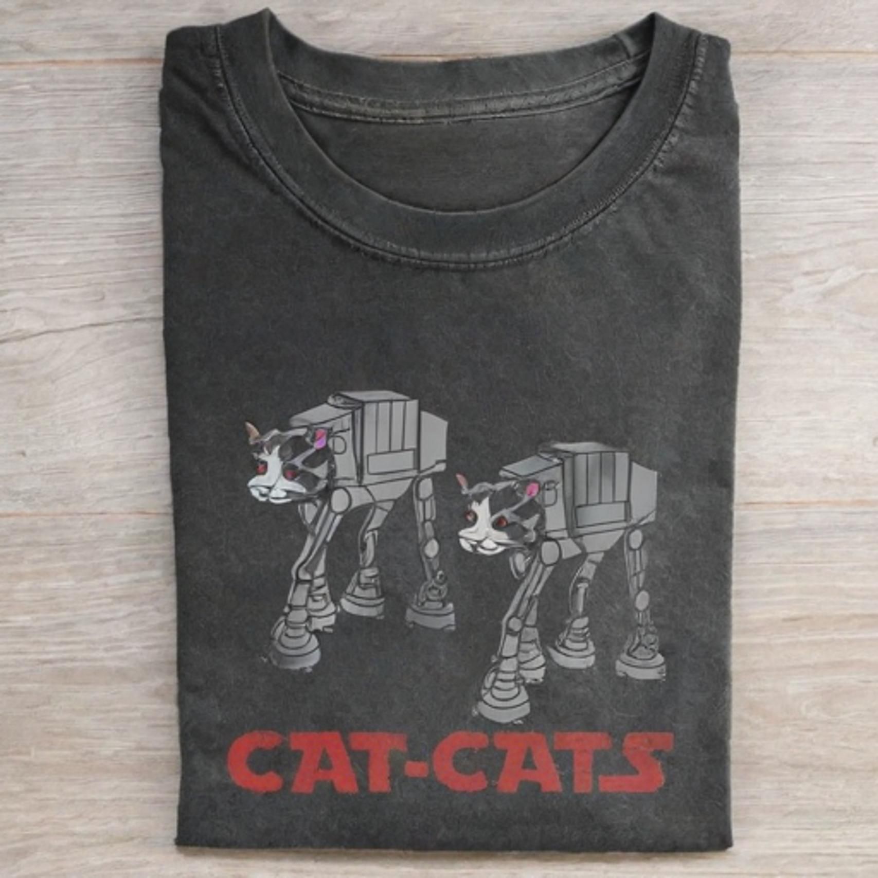 Walking Robot Cat T-shirt - Vintage Washed Apparel by VanceMade