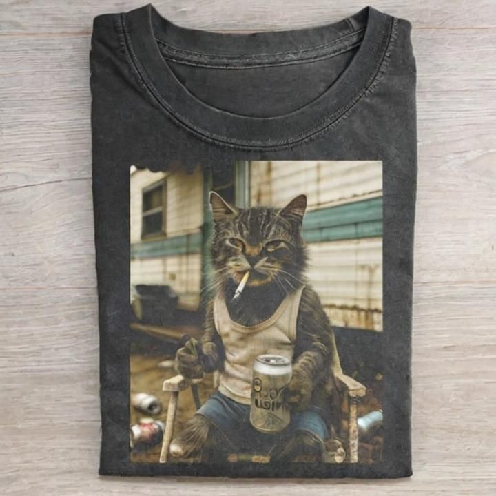 Funny Cat T-Shirt - Vintage Washed Apparel by VanceMade