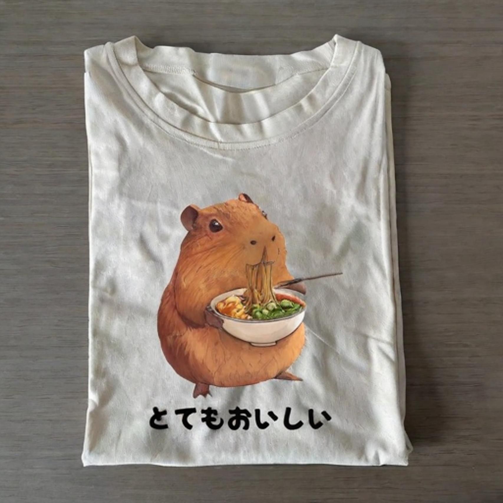 Capybara Eating Japanese Ramen T-shirt - Vintage Washed Apparel by VanceMade