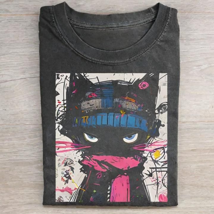 Cute Cat Funny T-shirt - Vintage Washed Apparel by VanceMade