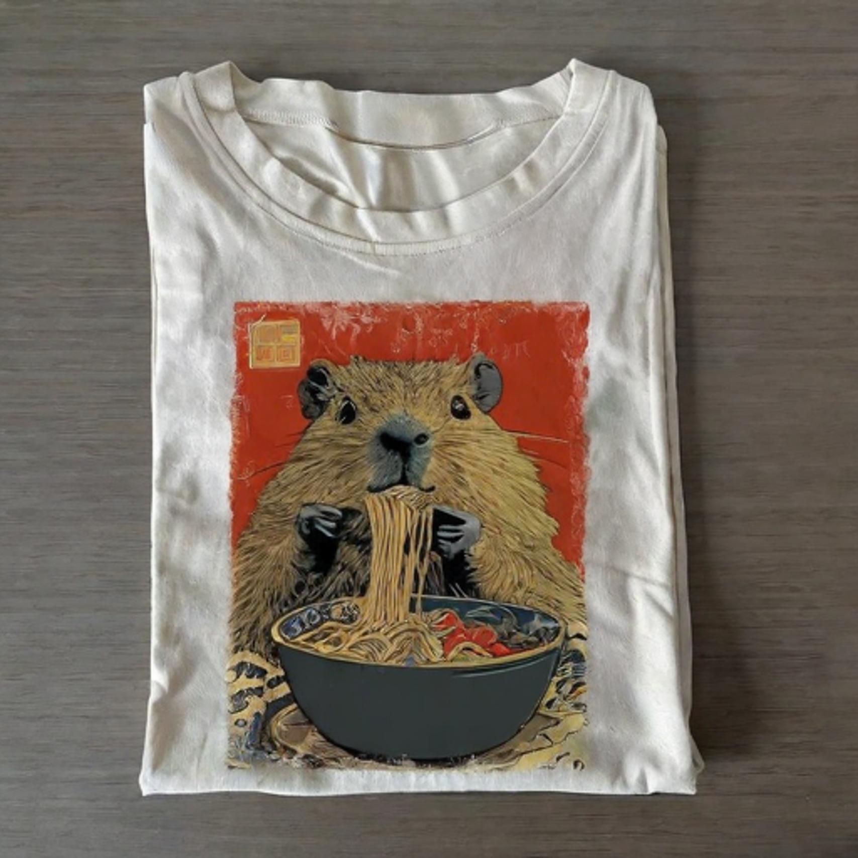 Capybara Ramen Lover T-shirt - Vintage Washed Apparel by VanceMade