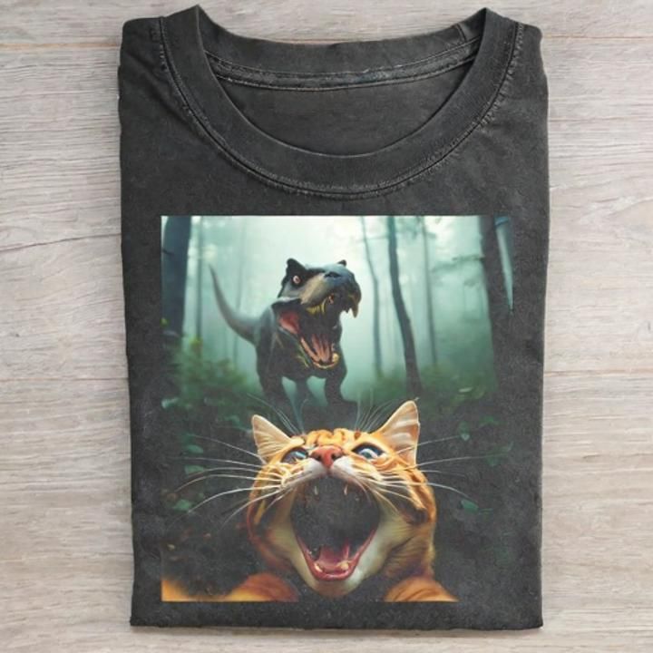 Cat Adventure Graphic T-Shirt - Vintage Washed Apparel by VanceMade