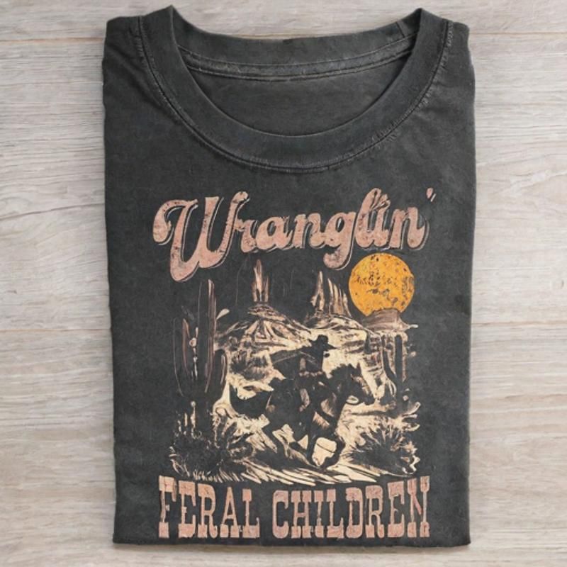 Retro Wranglin' Feral Children Raccoon 90s T-shirt - Vintage Washed Apparel by VanceMade