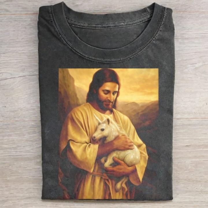 Jesus with Unicorn T-Shirt - Vintage Washed Apparel by VanceMade