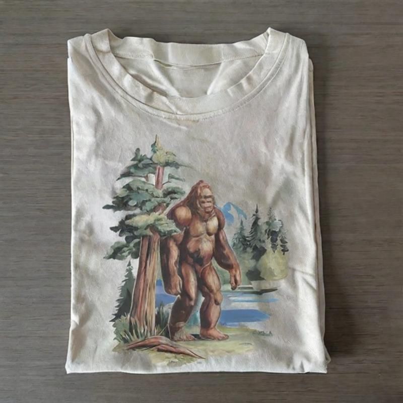 Retro Bigfoot In The Redwoods T-shirt - Vintage Washed Apparel by VanceMade