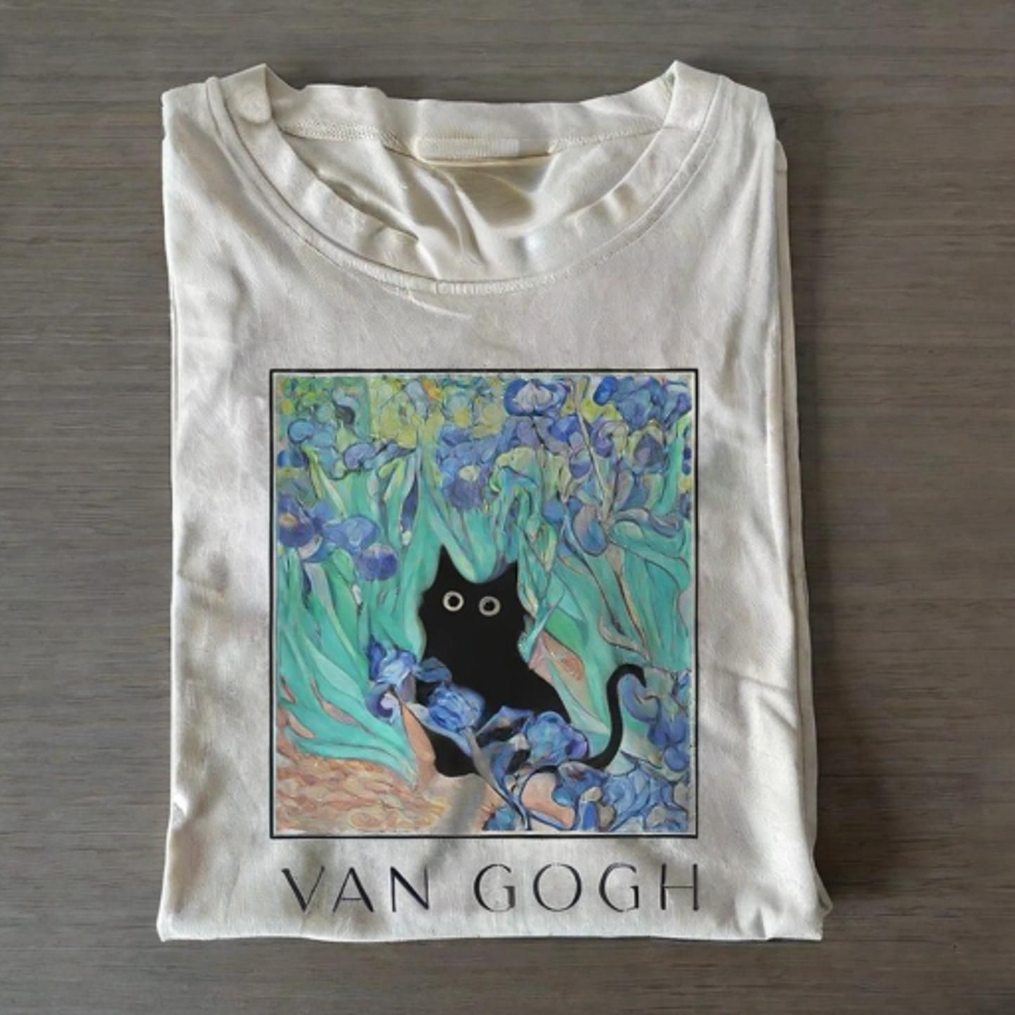 Van Gogh Cat T-shirt - Vintage Washed Apparel by VanceMade