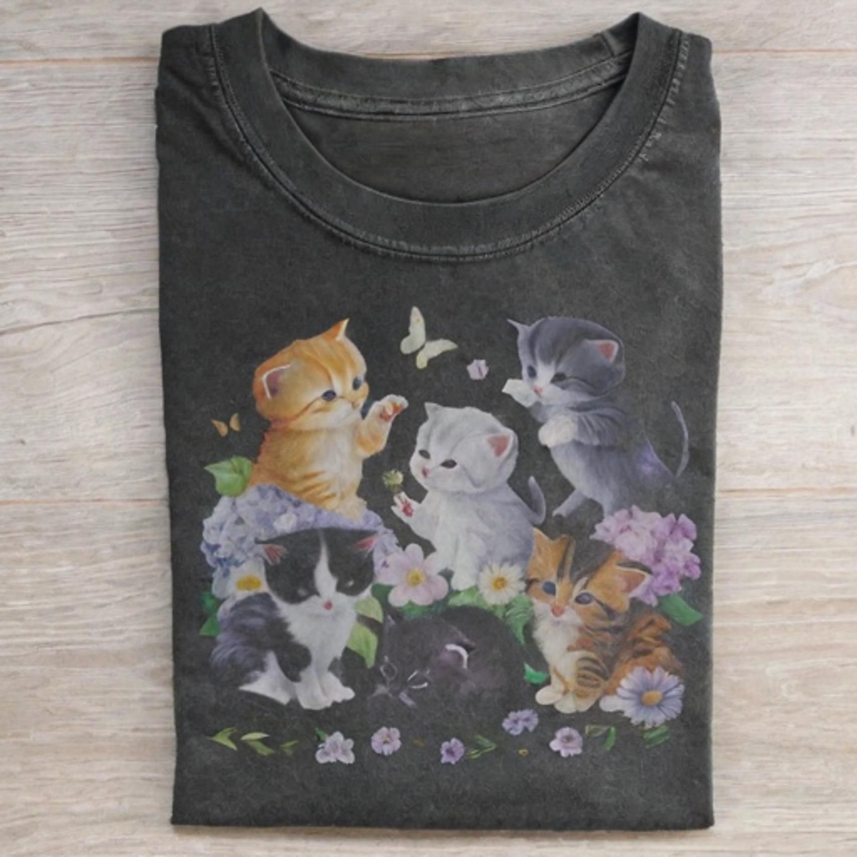 Cottagecore Cat T-Shirt - Vintage Washed Apparel by VanceMade