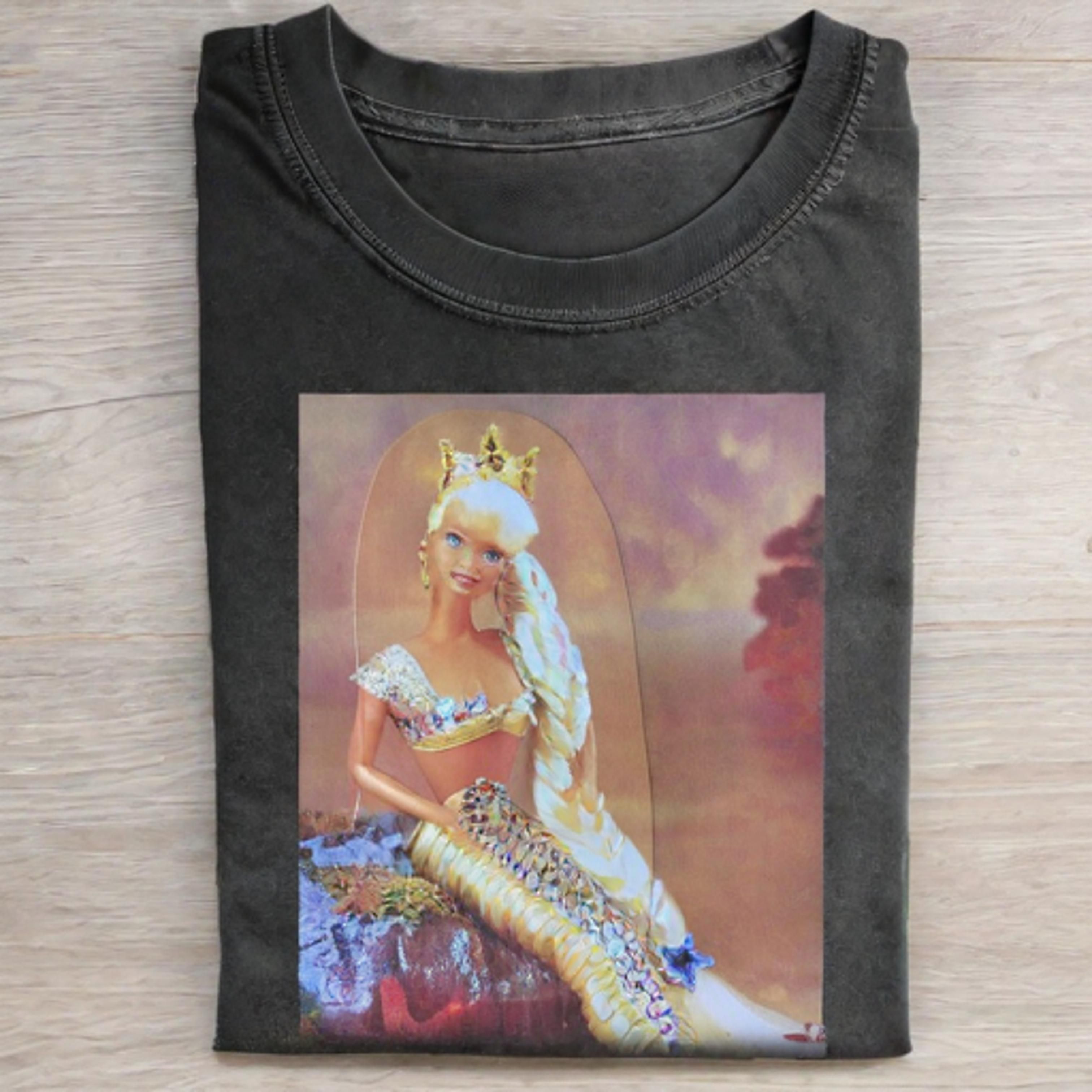 Funny Doll Face MERMAID PRINT T-SHIRT - Vintage Washed Apparel by VanceMade