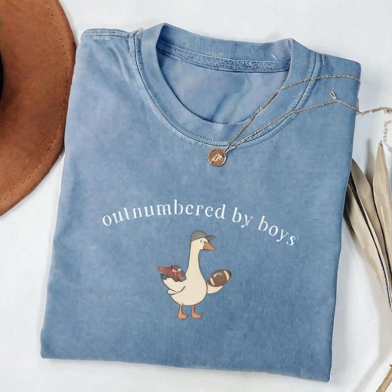 Duck Mom Life Outnumbered By Boys T-Shirt - Vintage Washed Apparel by VanceMade