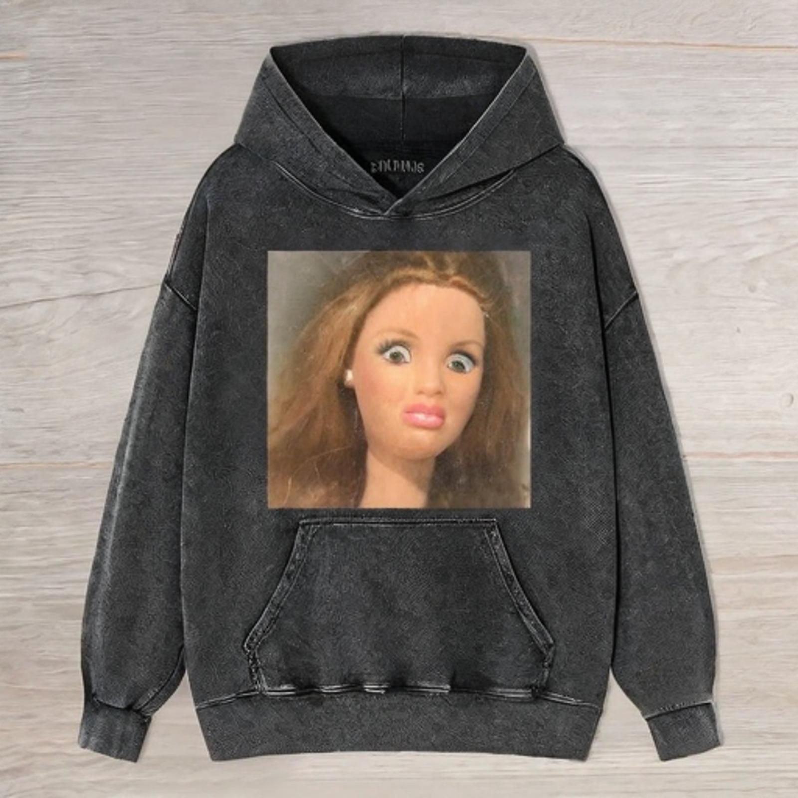 Funny Doll Face GIRL MEME HOODIES - Vintage Washed Apparel by VanceMade