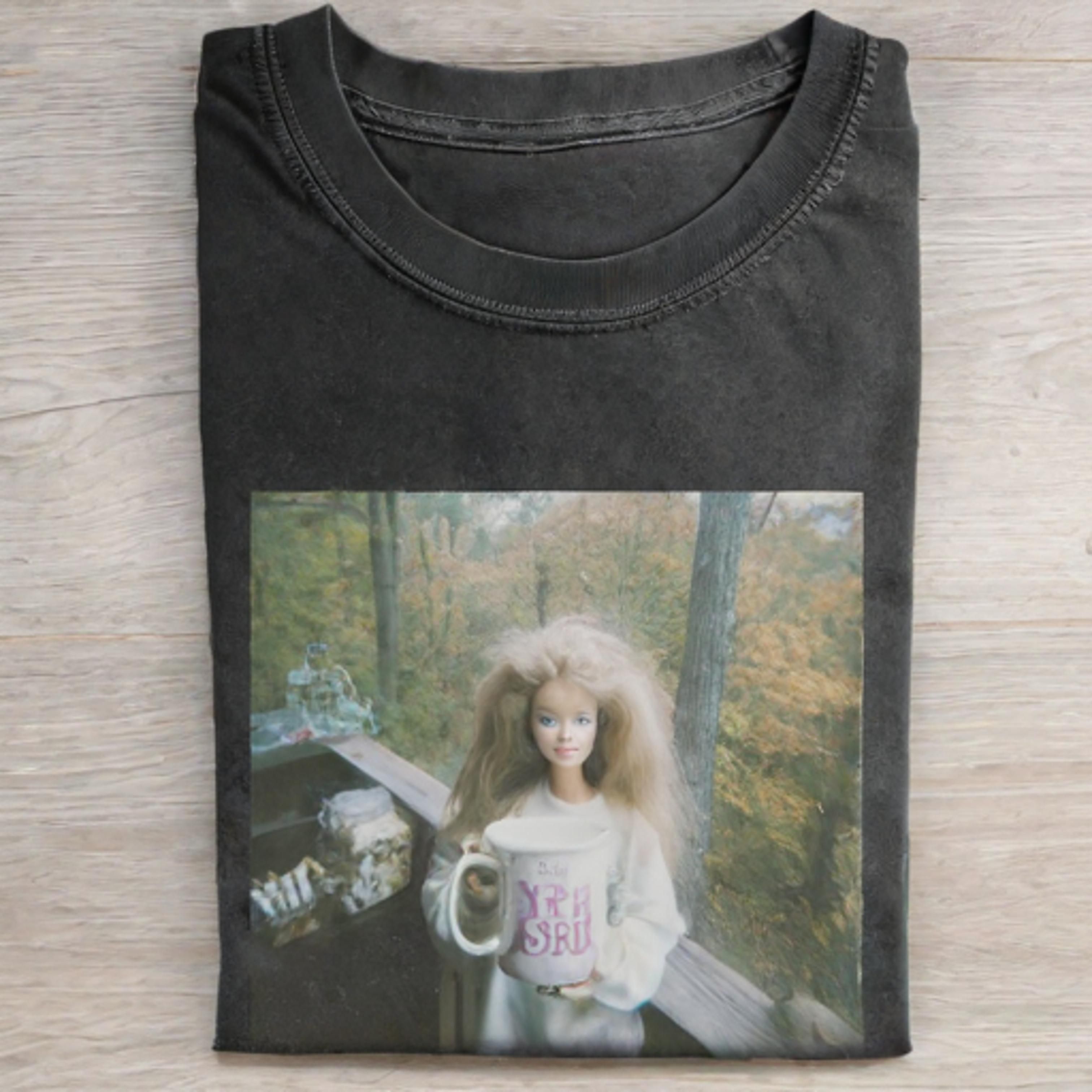 RETRO FOREST Funny Doll Face GIRL T-SHIRT - Vintage Washed Apparel by VanceMade