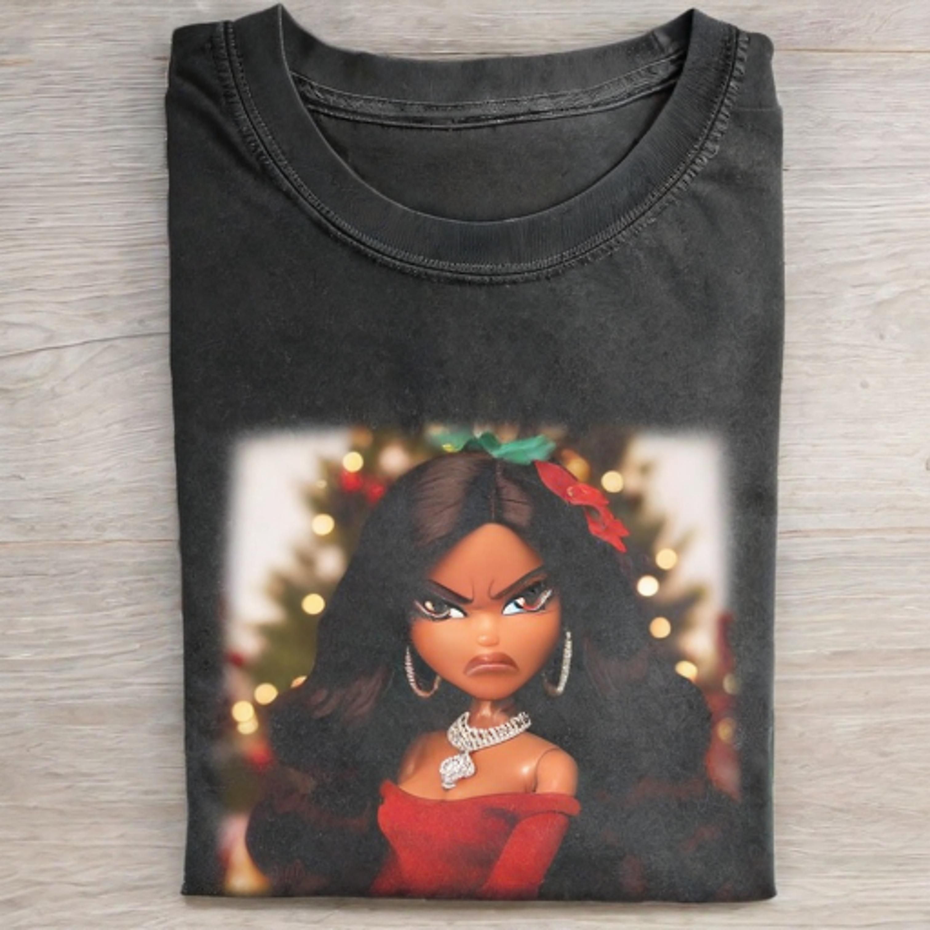 CHRISTMAS ANGRY BRATZ PRINT T-SHIRT - Vintage Washed Apparel by VanceMade