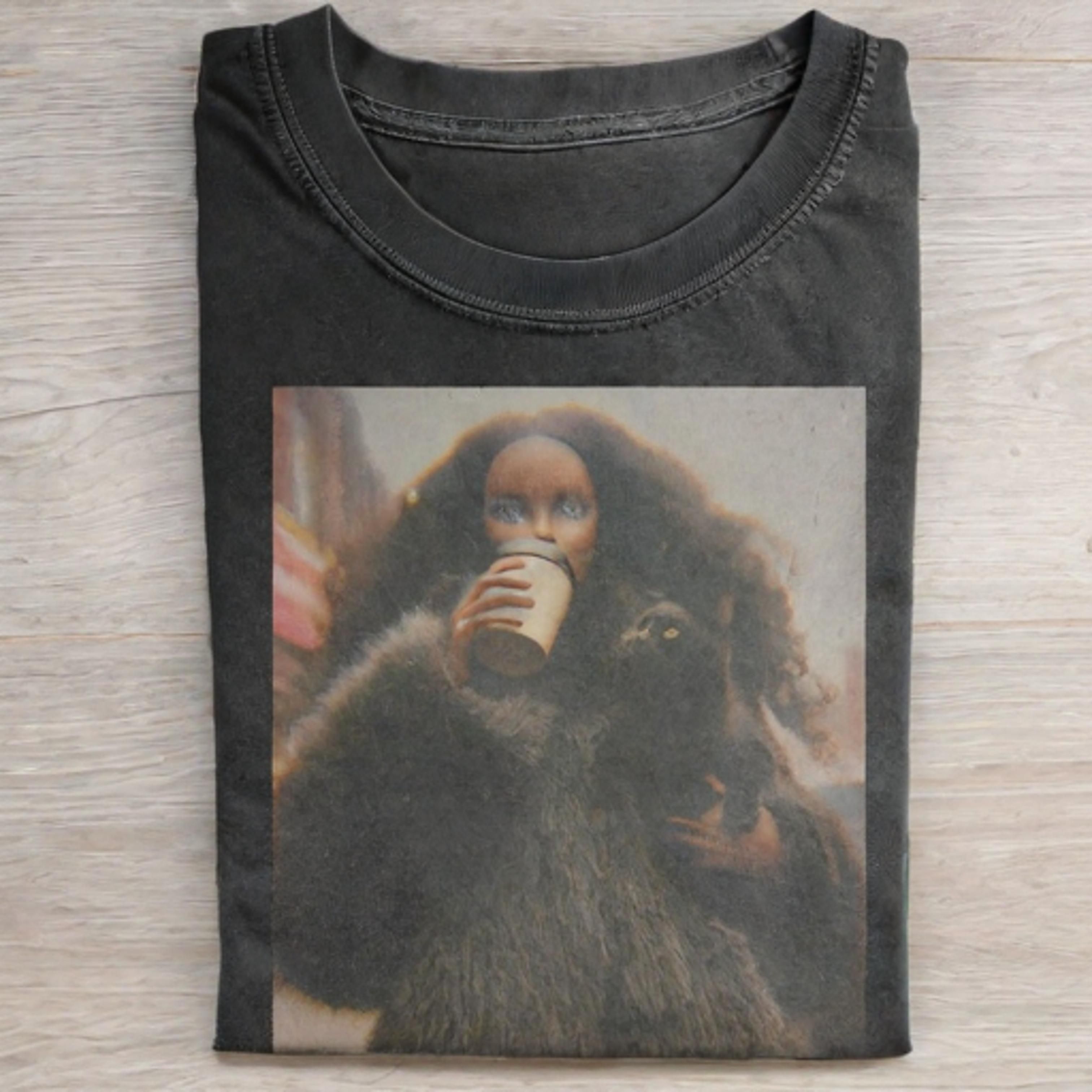 BLACK Funny Doll FaceCORE AND BLACK CAT TEE - Vintage Washed Apparel by VanceMade