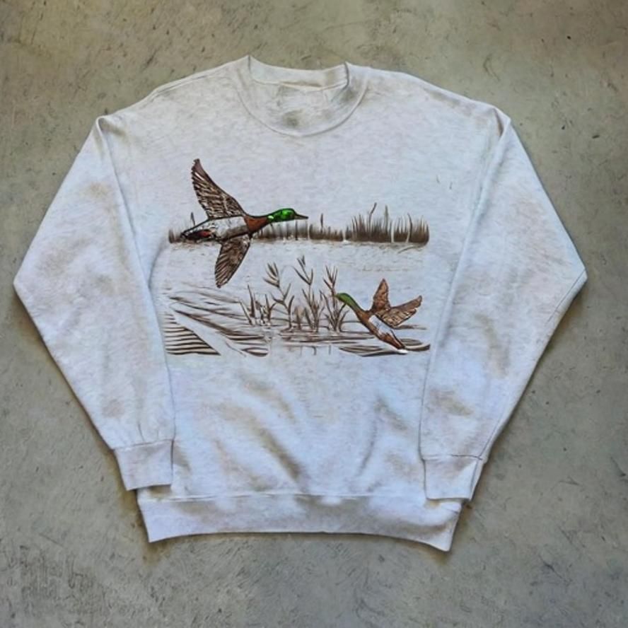 Retro Mallard Ducks Fall Unisex Sweatshirt - Vintage Washed Apparel by VanceMade