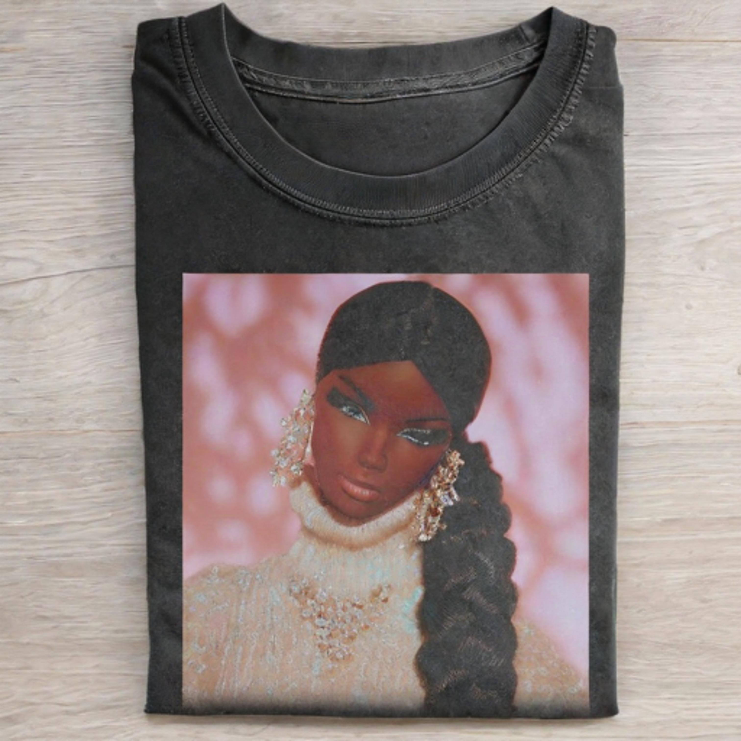 BLACK Funny Doll Face GIRL TEE - Vintage Washed Apparel by VanceMade