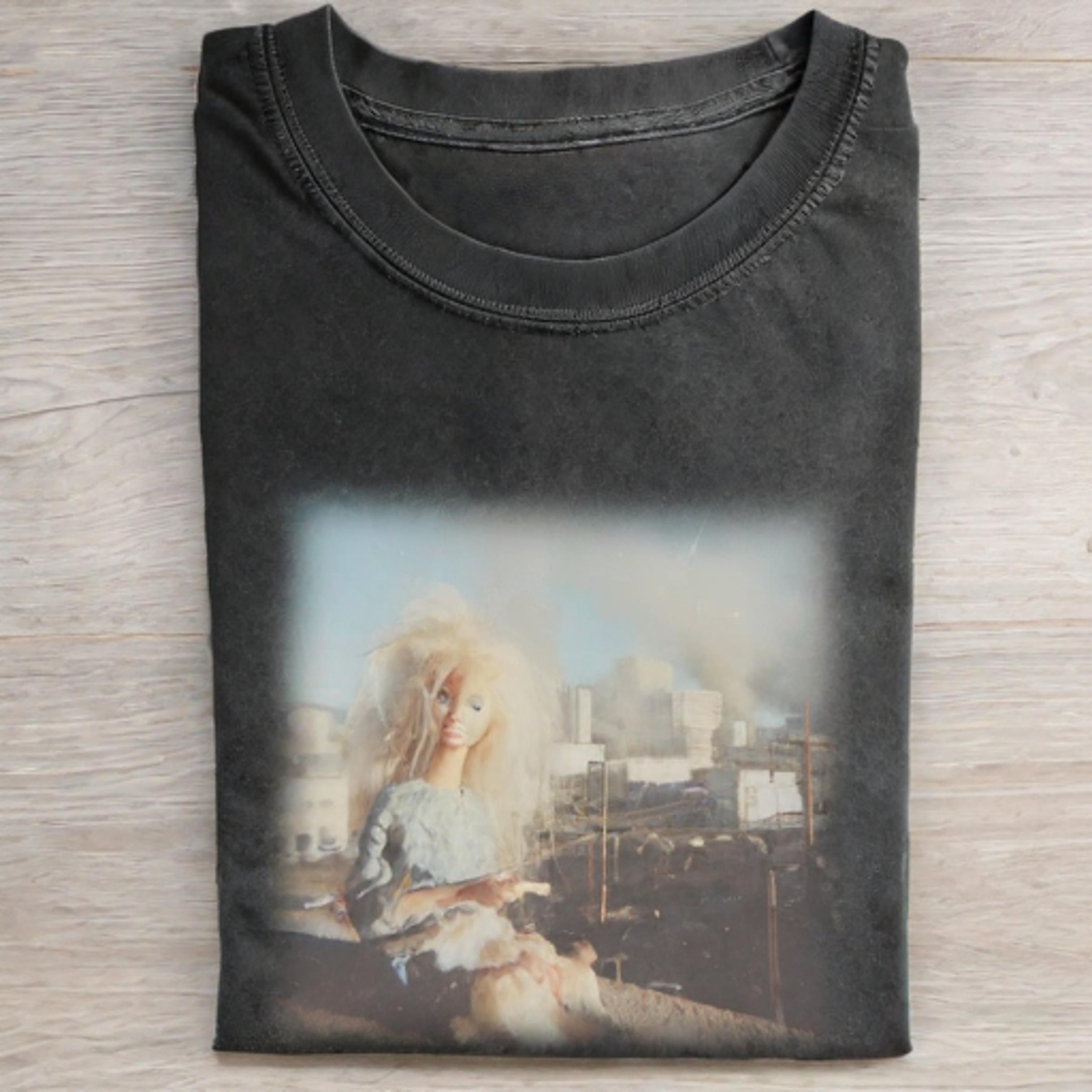 RETRO HIGH-RISE Funny Doll Face GIRL T-SHIRT - Vintage Washed Apparel by VanceMade