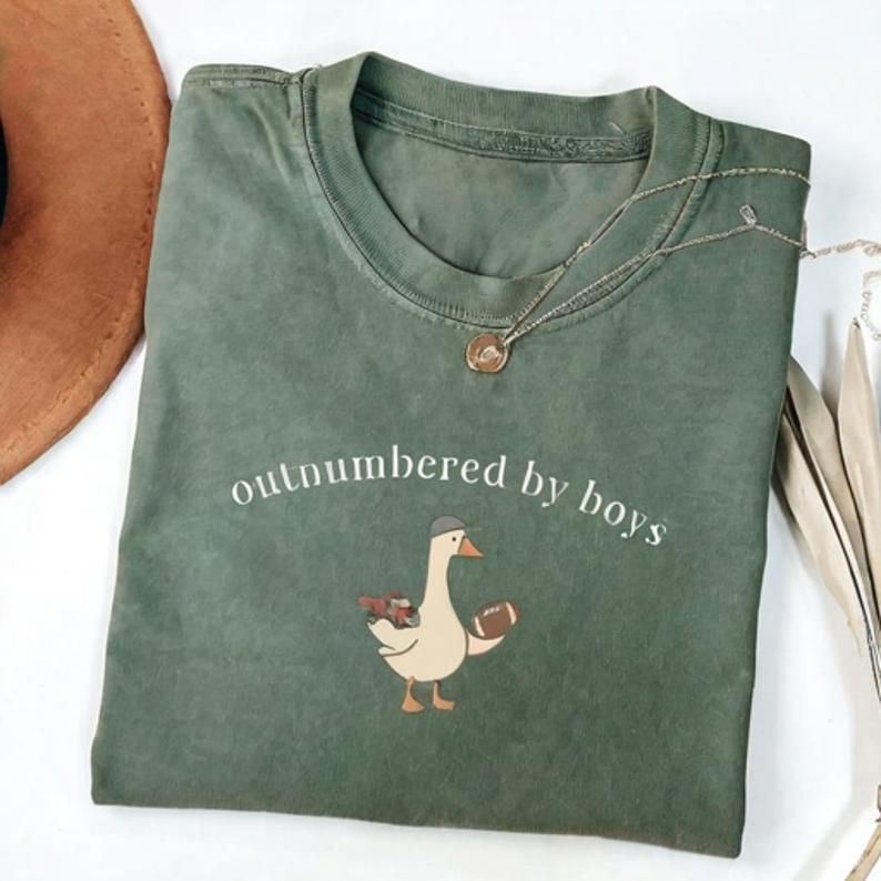 Duck Mom Life Outnumbered By Boys T-Shirt - Vintage Washed Apparel by VanceMade