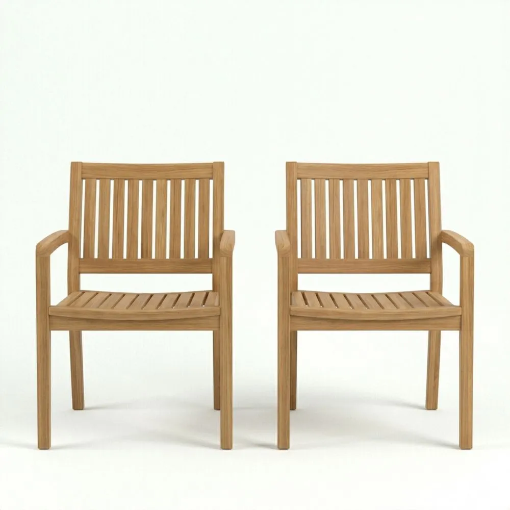 Juego de Sillas de Jardín de Madera de Teca, Marrón