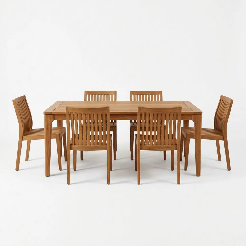 Conjunto de Comedor de Madera de Teca para 6 Personas