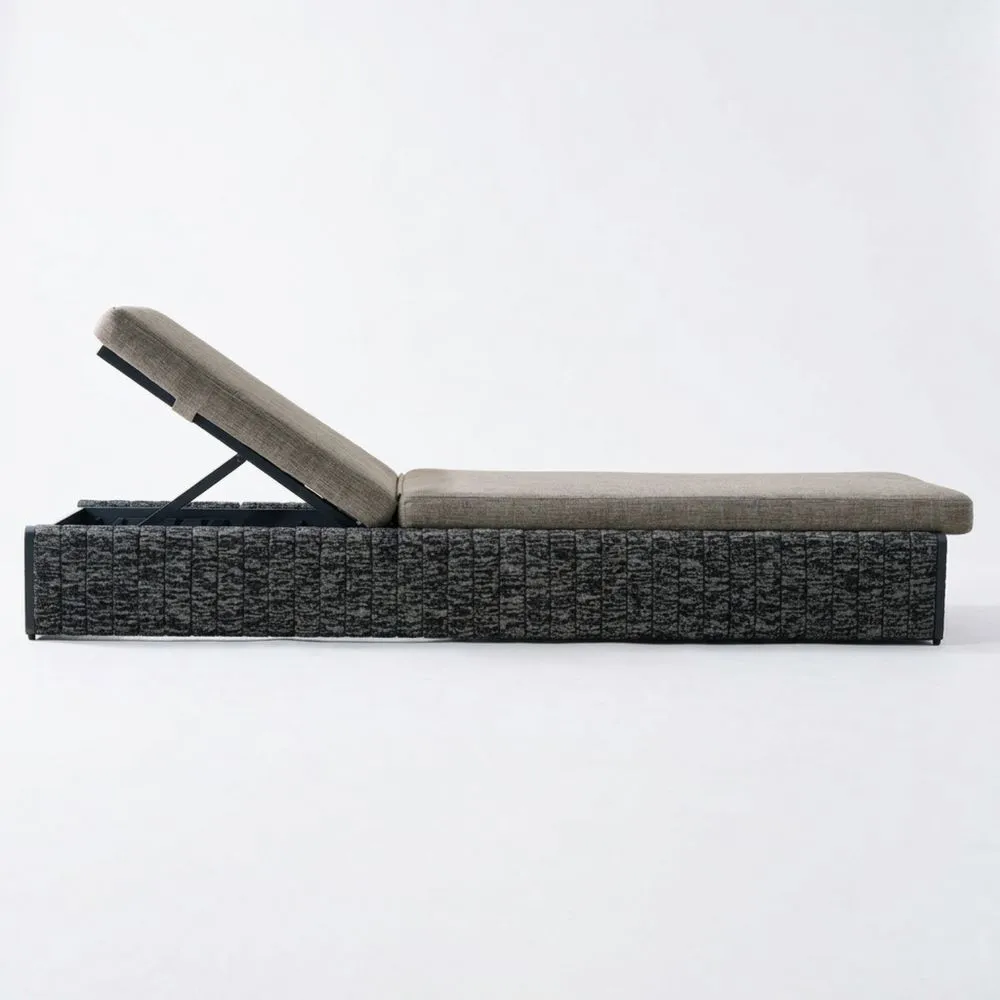 Tumbona de aluminio y tejido gris ajustable para exteriores