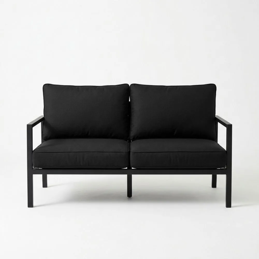 Sofá de Jardin para Dos Personas de Aleación de Aluminio Negro