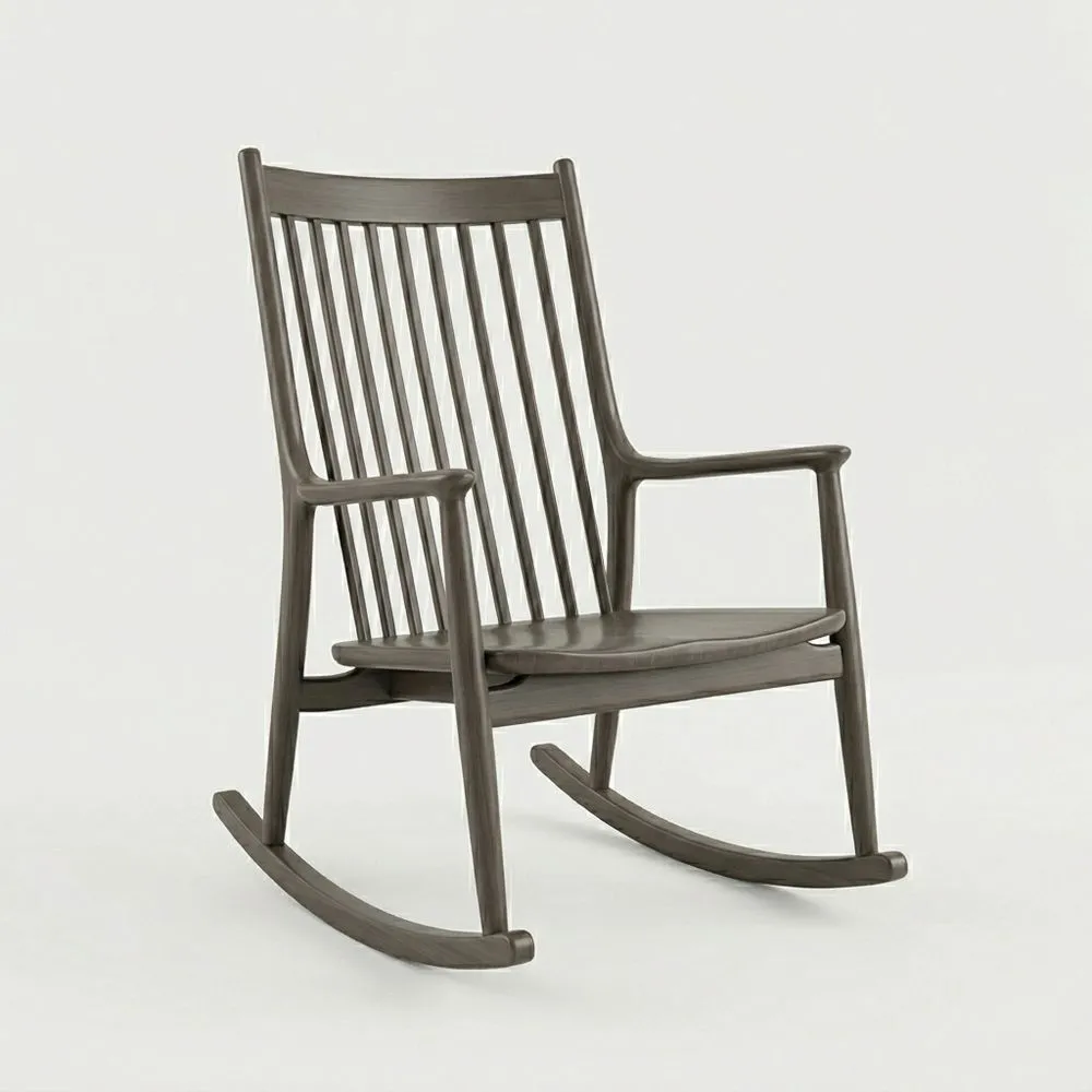 Mecedora de Madera de Haya Gris Oscuro 95x54x82(Largo×Ancho×Alto) cm