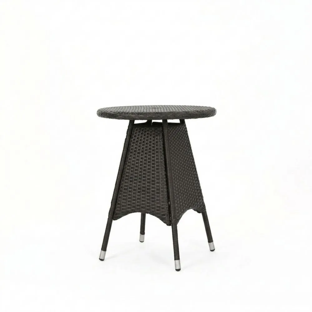 Mesa de ratán sintético y acero marrón de 60cm de Diámetro