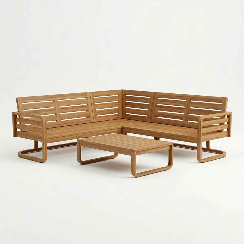 Juego de sofás de esquina para exterior en madera de teca