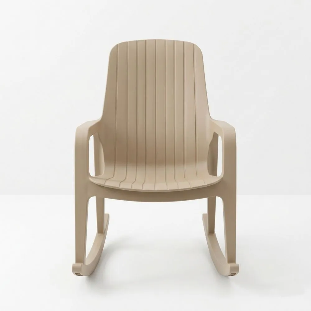 Silla Mecedora de Plástico Beige para Exterior