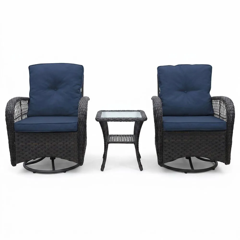 Conjunto de Muebles de Jardín Ratan Sintético Azul