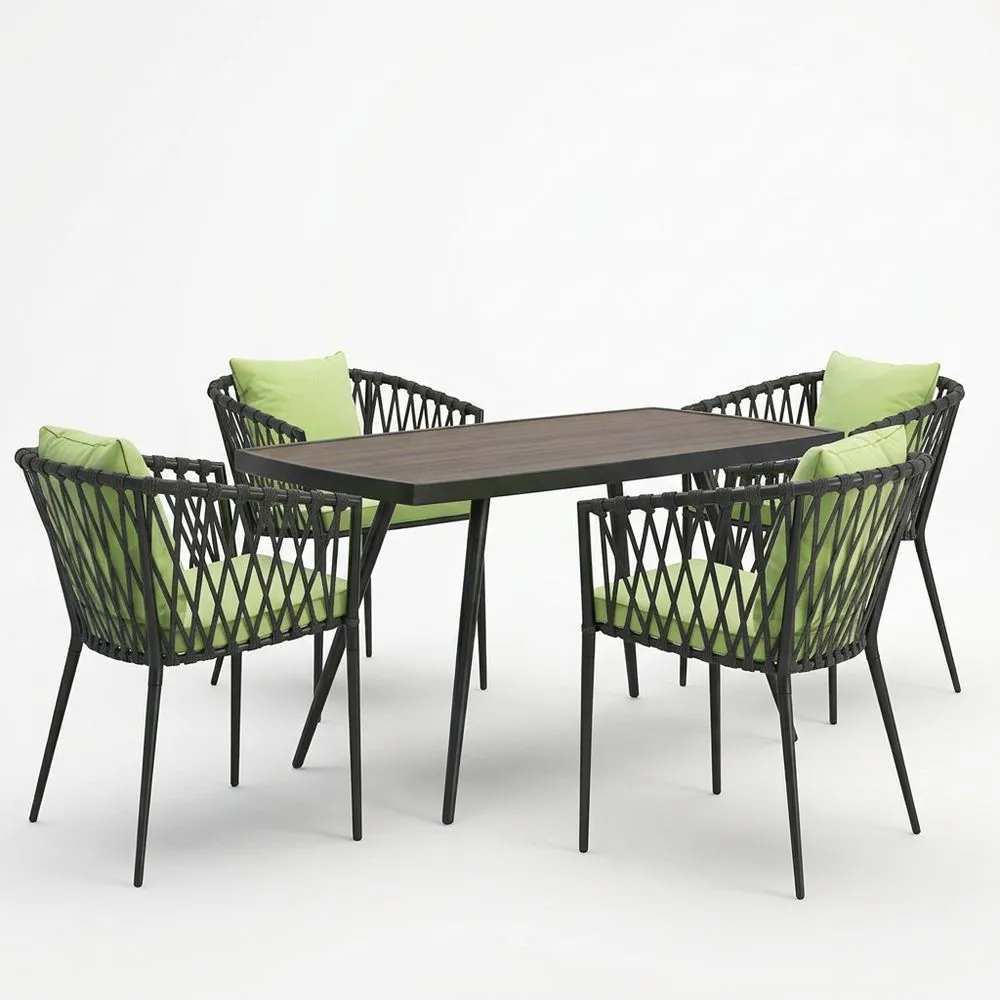 Conjunto de muebles de exterior de aleación de aluminio y roble