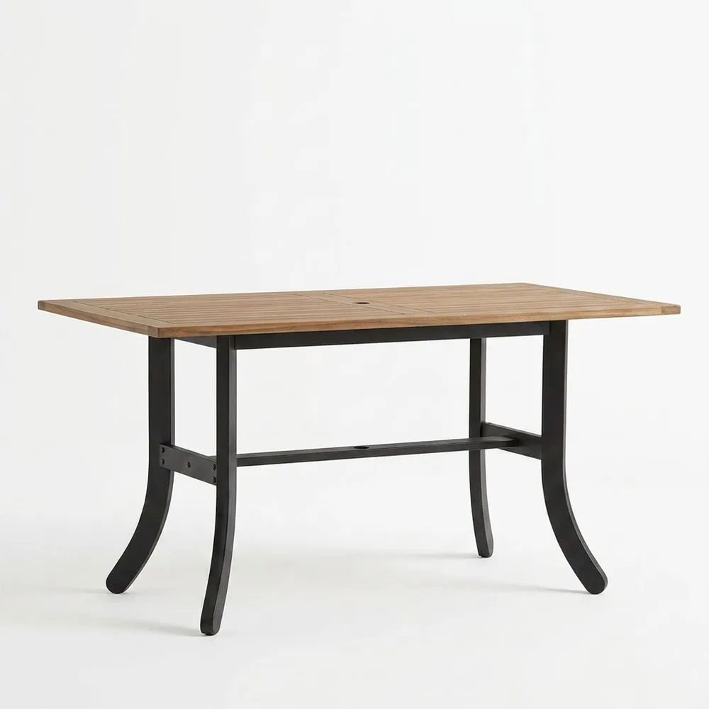 Mesa de comedor con estructura de teca y acero 150x90x75 cm