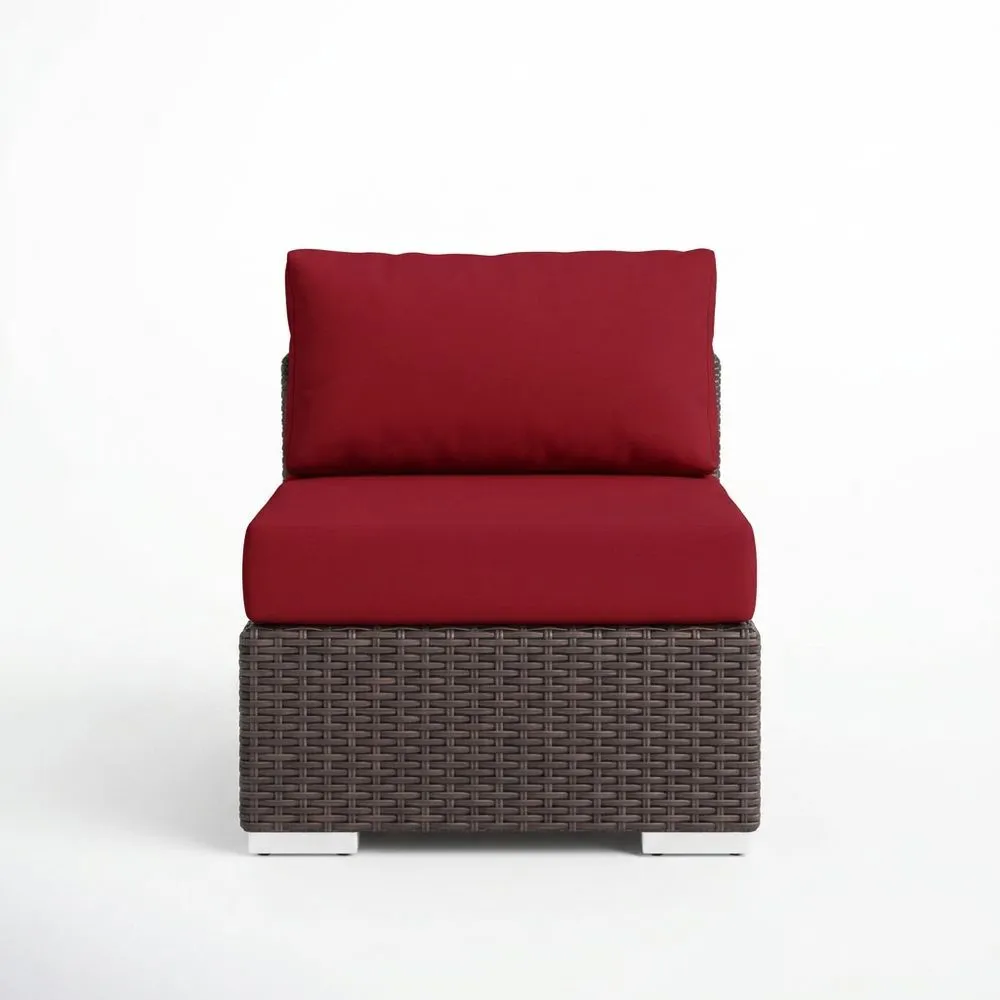 Sillón de exterior de ratán sintético rojo