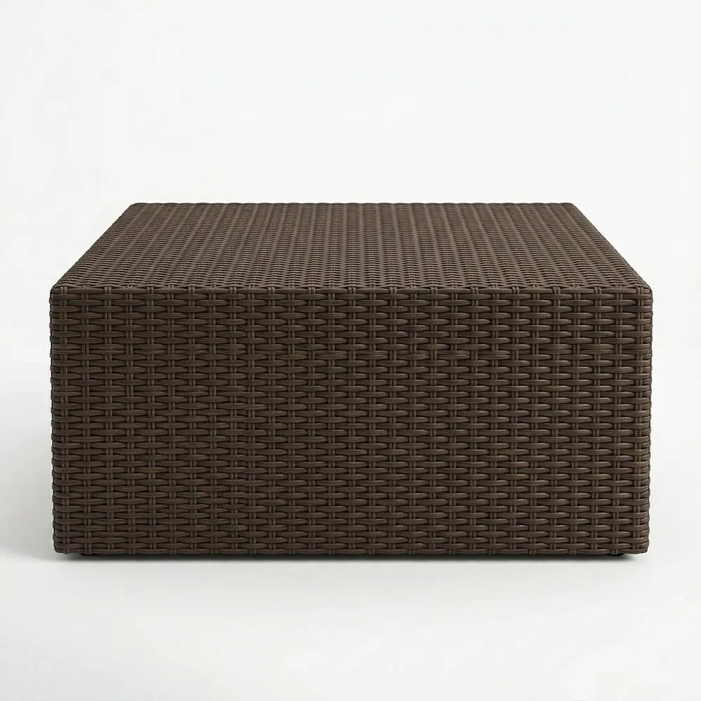 Mesa de Centro de Resina Trenzada Marrón 80x80x30 cm