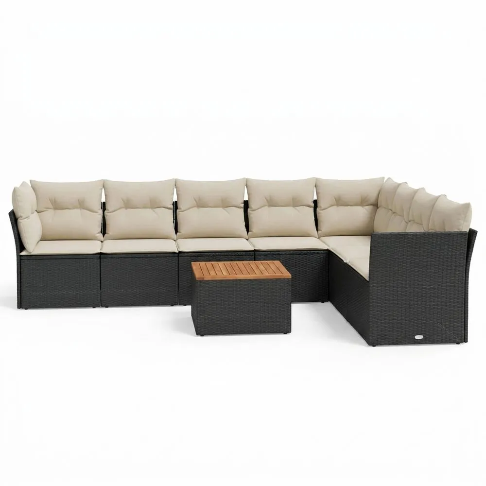 Conjunto de Sofá de Esquina para Exterior de Ratán Sintético con Cojines de Poliéster